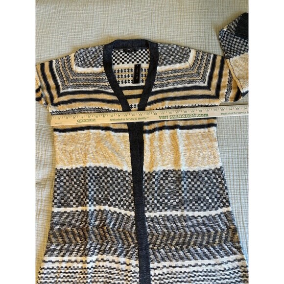 Womens Size XXL Lety & Me Long Line Cardigan Gray Cream & Yellow - Picture 3 of 7